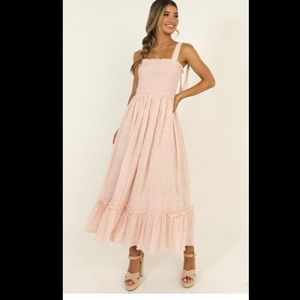 Pink midi dress! Never worn, tags still on!